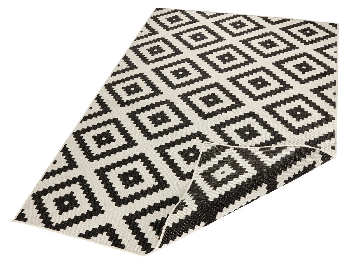 OUTDOORTEPPICH 80/150 cm Twin Creme, Schwarz  - Creme/Schwarz, Basics, Kunststoff (80/150cm) - Novel