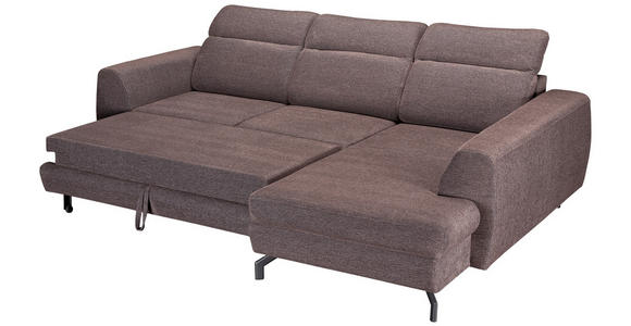 ECKSOFA Dunkelbraun Chenille  - Dunkelbraun/Schwarz, KONVENTIONELL, Textil/Metall (240/185cm) - Carryhome