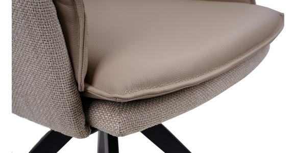 ARMLEHNSTUHL  in Eisen Webstoff Echtleder pigmentiert  - Taupe/Schwarz, Design, Leder/Textil (60,5/87/66cm) - Novel