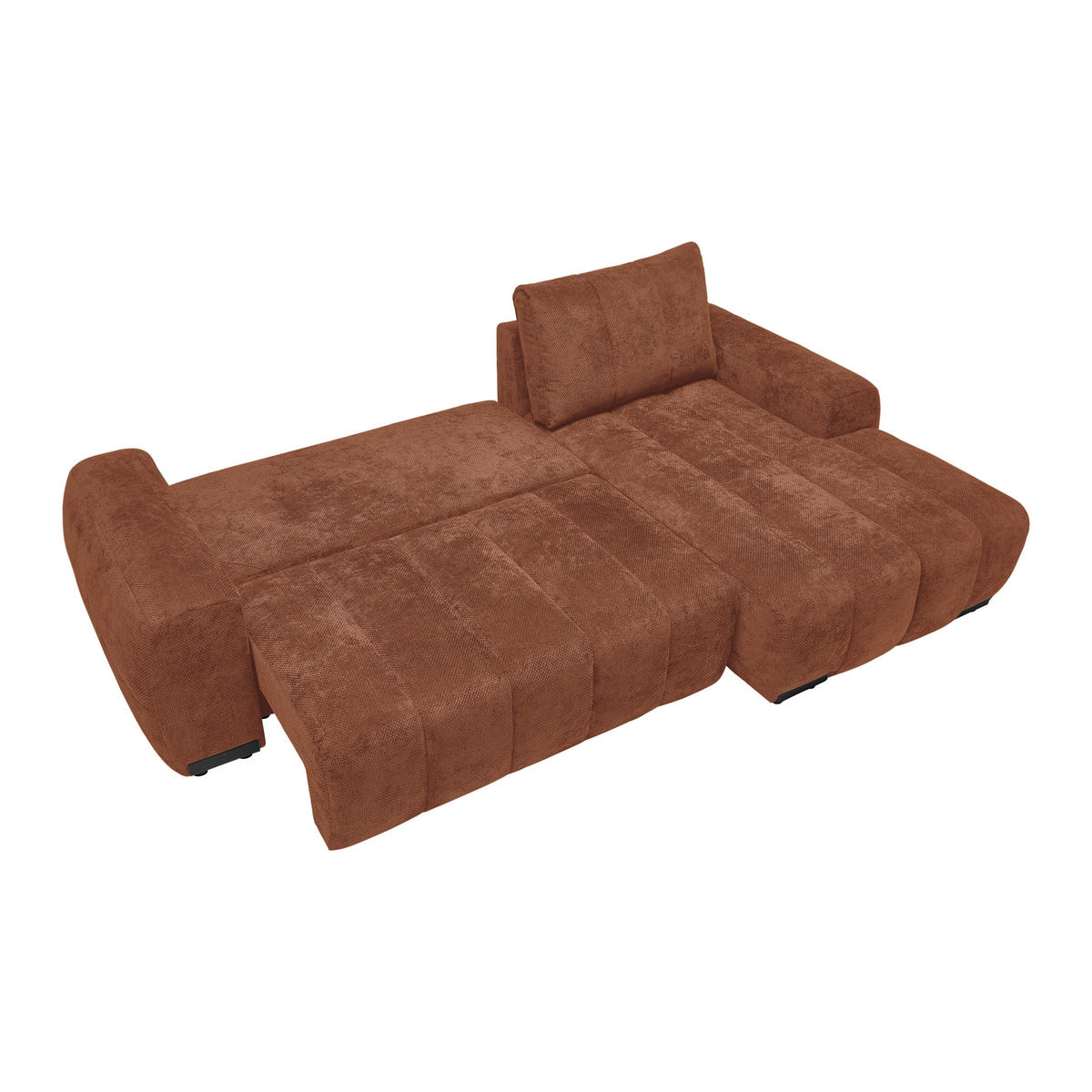 ECKSOFA Flachgewebe Terracotta  - Schwarz Hochglanz/Terracotta, Modern, Textil/Metall (273/93/166cm) - MID.YOU