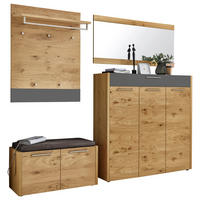 GARDEROBE 5-teilig  in 225/195/41 cm  - Eichefarben/Anthrazit, Design, Glas/Holz (225/195/41cm)