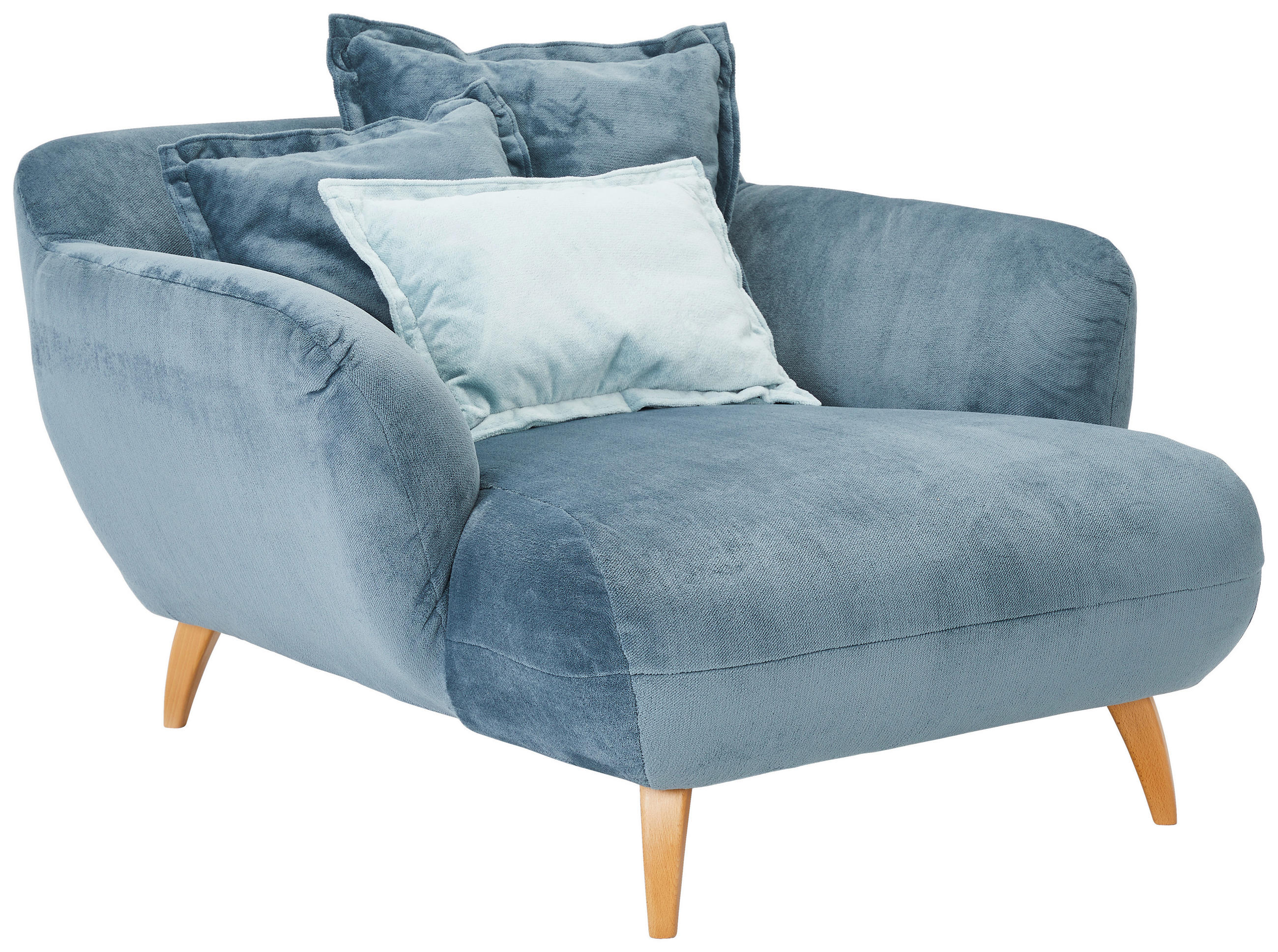 XXL-SESSEL Plüsch Petrol    - Buchefarben/Petrol, Design, Holz/Textil (120/85/150cm) - Carryhome