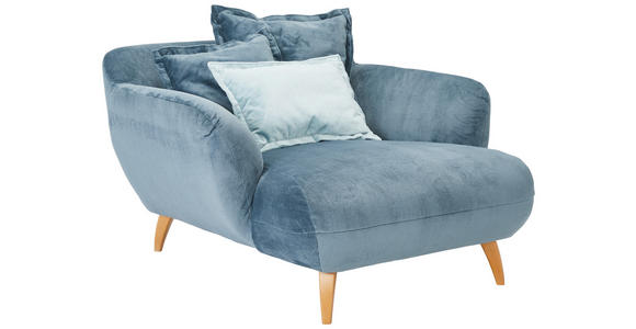 XXL-SESSEL Plüsch Petrol - Buchefarben/Petrol, Design, Holz/Textil (120/85/150cm) - Carryhome