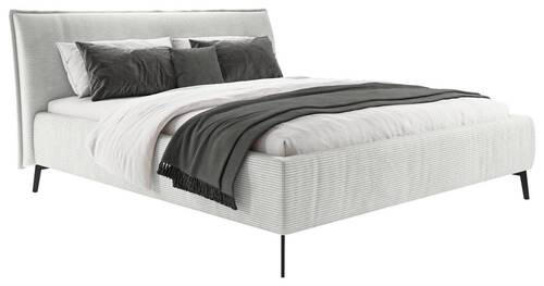 POLSTERBETT gepolstertes Kopfteil 180/200 cm  in Hellgrau  - Hellgrau/Schwarz, Design, Textil/Metall (180/200cm) - Lomoco