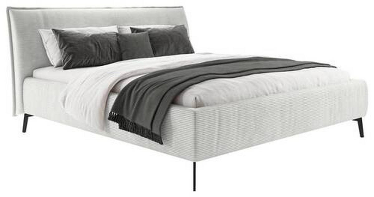 POLSTERBETT 180/200 cm  in Hellgrau  - Hellgrau/Schwarz, Design, Textil/Metall (180/200cm) - Lomoco