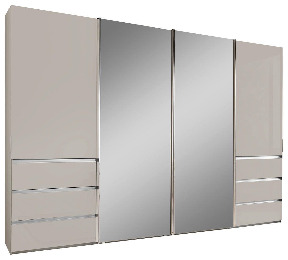 SCHWEBETÜRENSCHRANK  in Champagner  - Chromfarben/Champagner, Design, Glas/Holzwerkstoff (330/217/67cm) - Novel