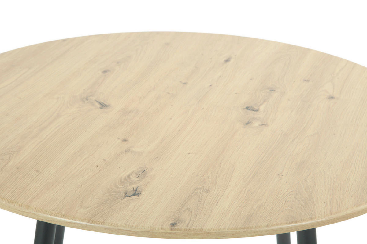 ESSTISCH 90/76/90 cm Nachbildung  Metall, Holzwerkstoff rund Schwarz, Eiche Artisan  - Schwarz/Eiche Artisan, MODERN, Holzwerkstoff/Metall (90/76/90cm) - P & B