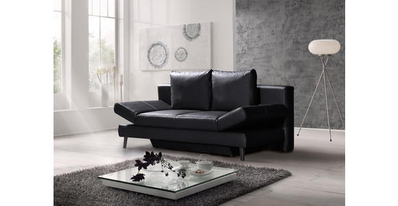 SCHLAFSOFA Schwarz Echtleder - Schwarz, KONVENTIONELL, Leder/Metall (200/85/90cm) - Novel