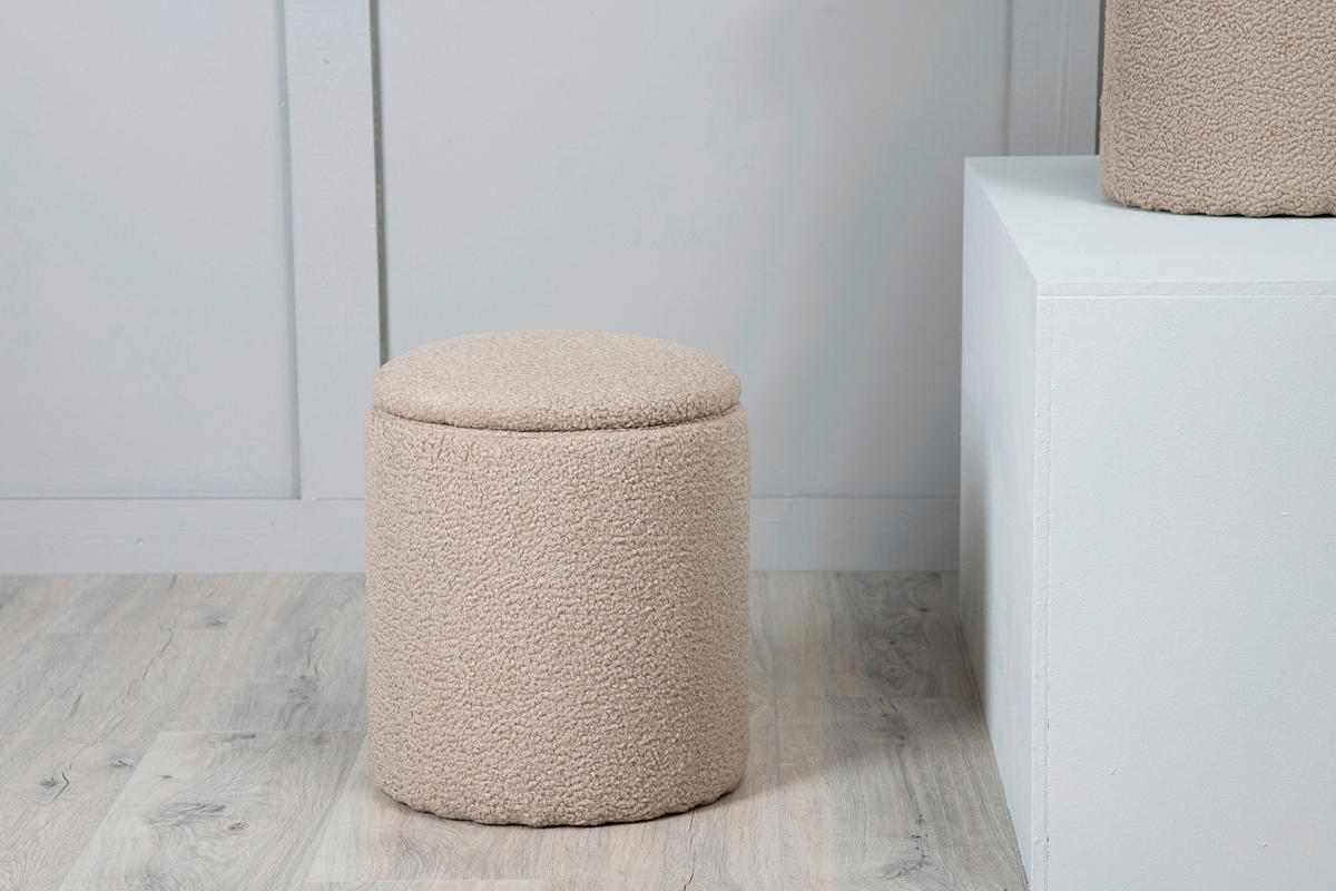 SITTPUFF i  - beige, Design, textil (32/40/32cm) - Livetastic