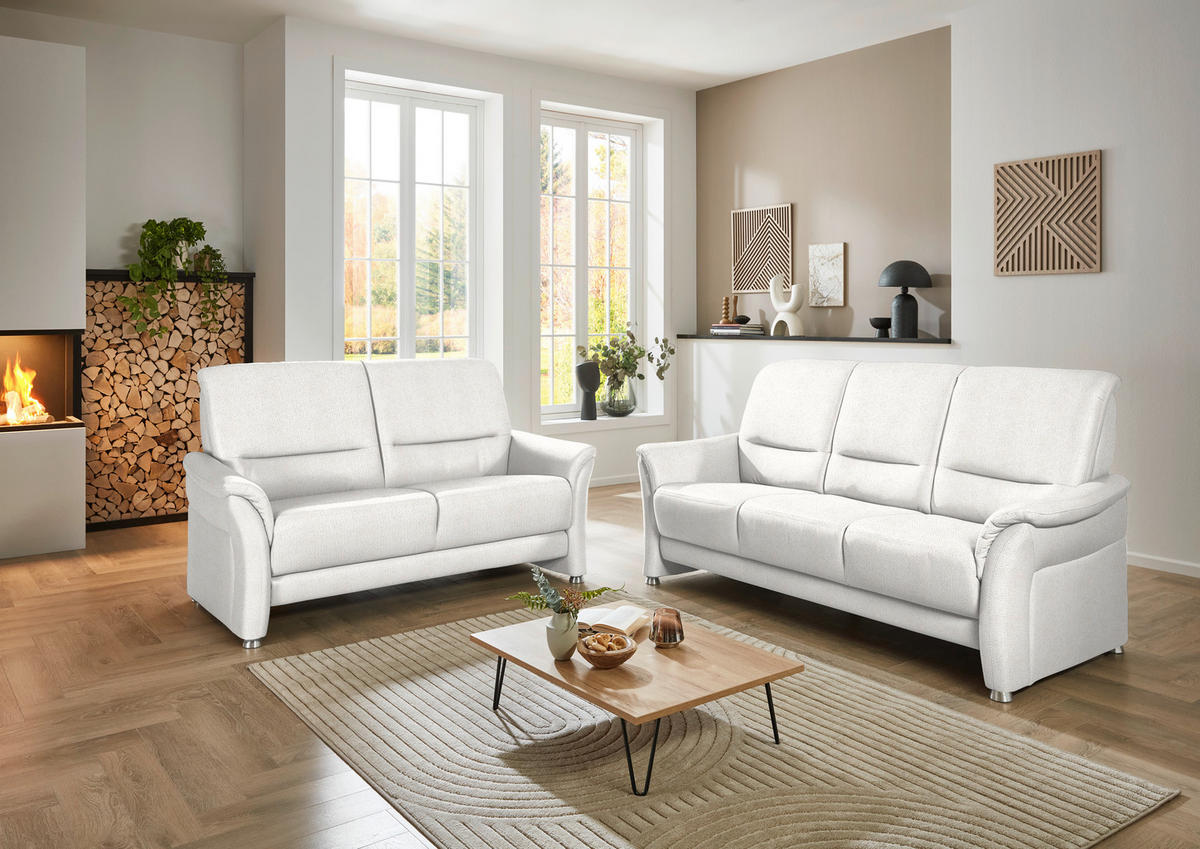 2,5-SITZER Flachgewebe Alabasterfarben  - Alabasterfarben/Alufarben, Konventionell, Textil/Metall (172/96/93cm) - Beldomo Premium
