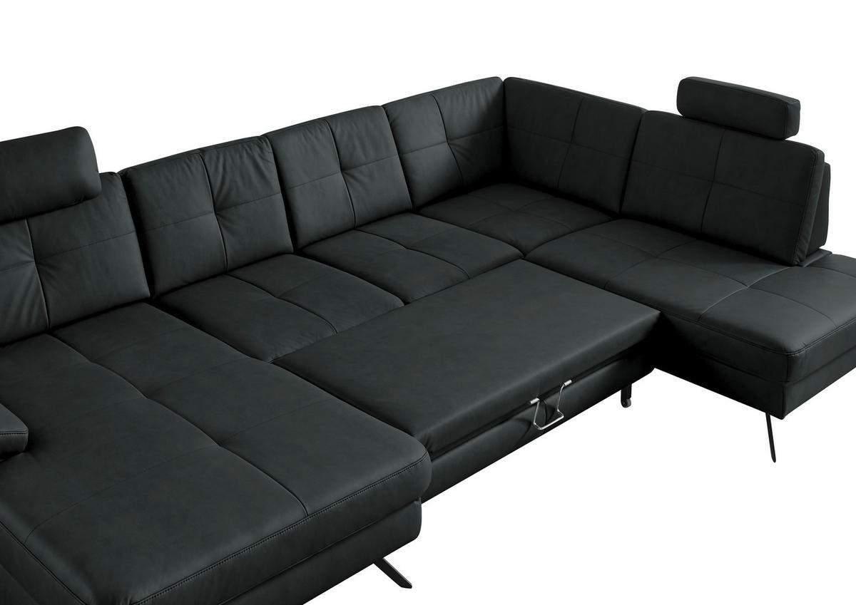 SOFFA i läderimitation, mikrofiber antracit  - svart/antracit, Design, metall/textil (345/220cm) - Beldomo System