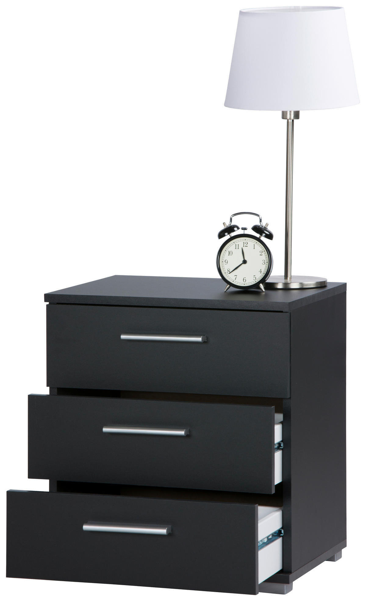 NOĆNI ORMARIĆ crna   - crna/boje aluminija, Konvencionalno, drvni materijal/plastika (45/50/34cm) - Ti'me