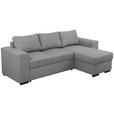 ECKSOFA in Webstoff Hellgrau  - Hellgrau/Schwarz, KONVENTIONELL, Kunststoff/Textil (243/155cm) - Carryhome