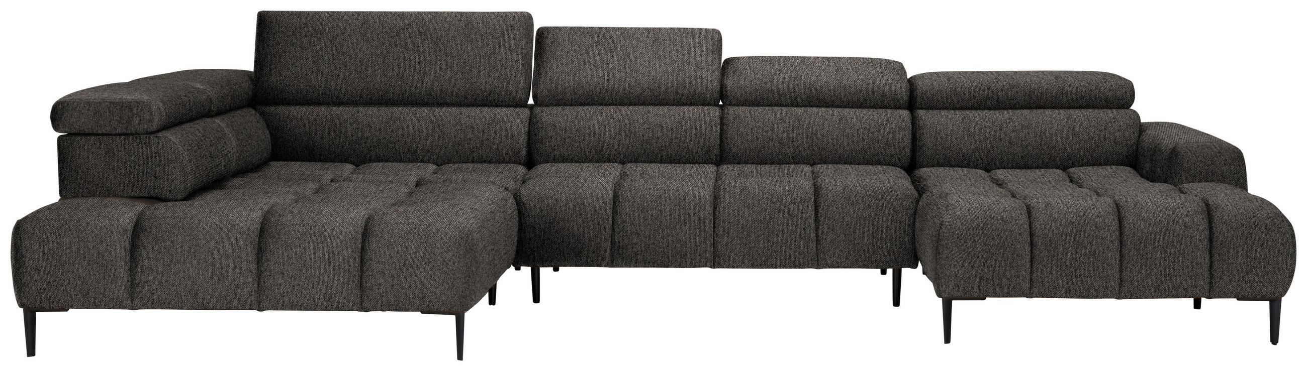 WOHNLANDSCHAFT in Webstoff Graubraun  - Graubraun/Schwarz, Design, Textil/Metall (216/385/177cm) - Welnova