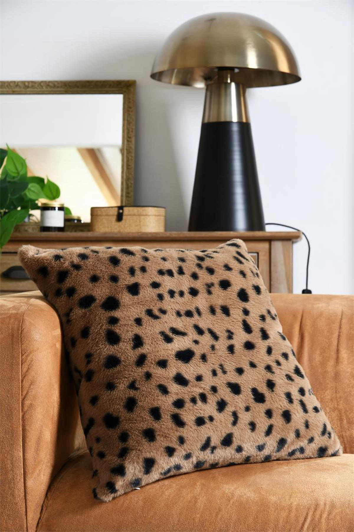 OKRASNA BLAZINA  COZY   45/45 cm          - črna/rjava, Basics, tekstil (45/45cm)