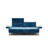 2,5-SITZER in Samt Blau  - Blau/Schwarz, Design, Textil/Metall (204-234/85/86-94cm) - SENSOO