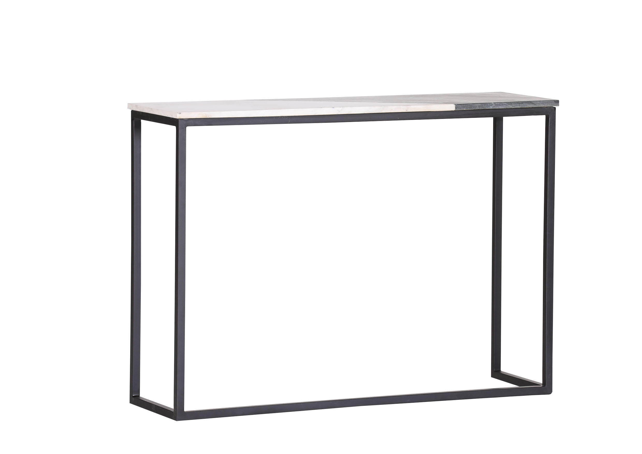 KONSOL i metall, sten   100/72/30 cm  - vit/svart, Modern, metall/sten (100/72/30cm)