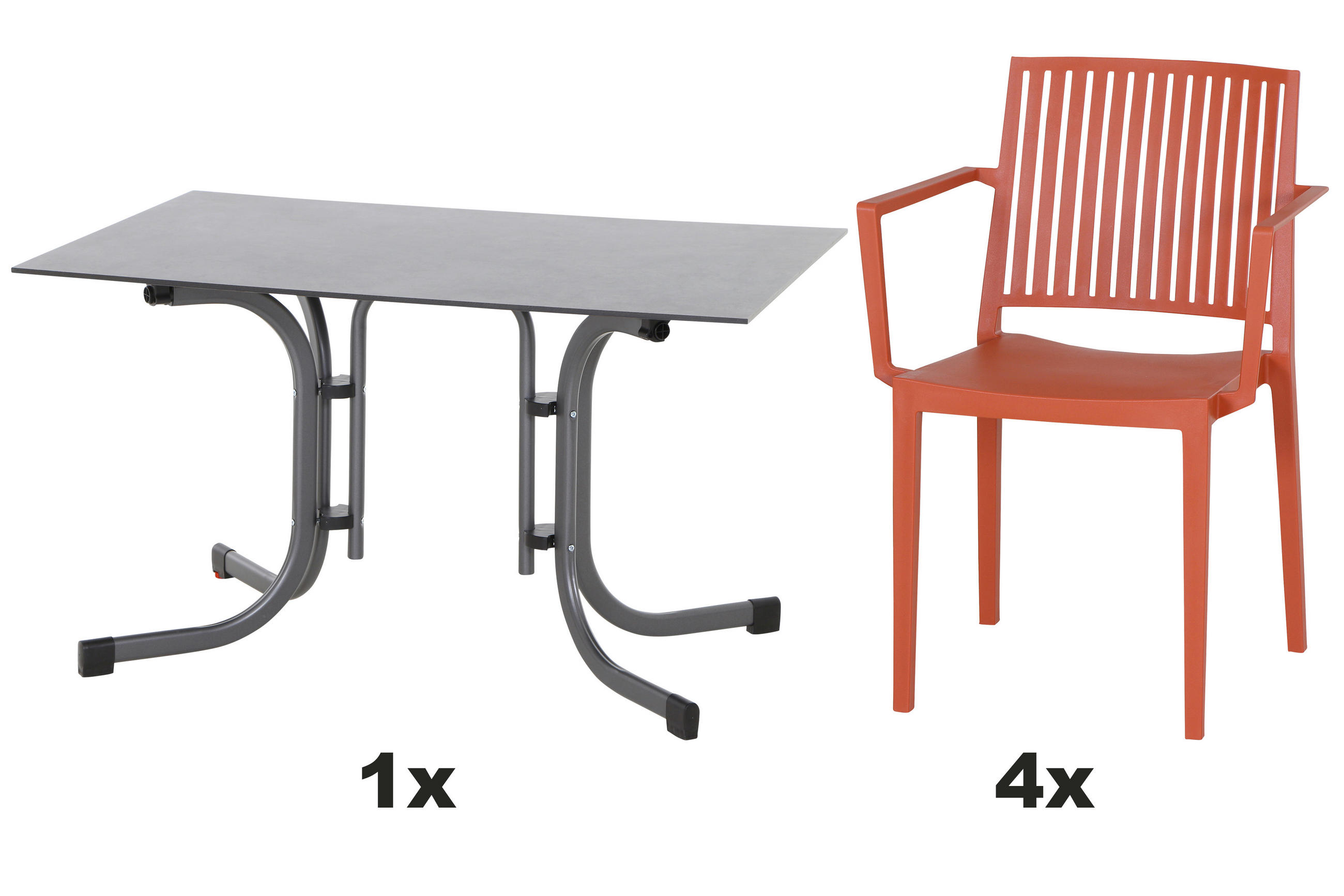 GARTENGARNITUR 5-teilig  - Anthrazit/Rot, Basics, Holzwerkstoff/Kunststoff (80/80/120cm) - Siena Garden