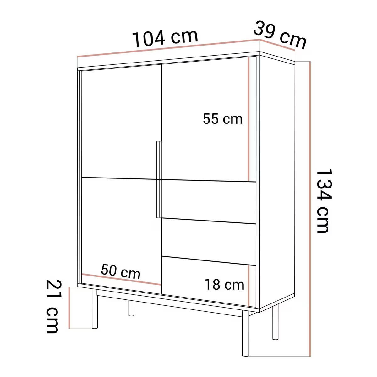 HIGHBOARD Viva  in 104/139,5/39 cm  - Goldfarben/Schwarz, Design, Holz/Holzwerkstoff (104/139,5/39cm) - Boxxx