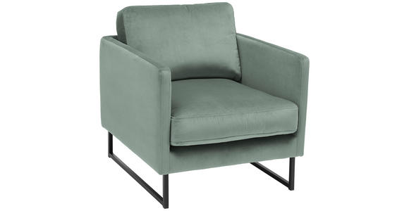 SESSEL in Samt Mintgrün - Schwarz/Mintgrün, Design, Textil/Metall (72/78/84cm) - Carryhome