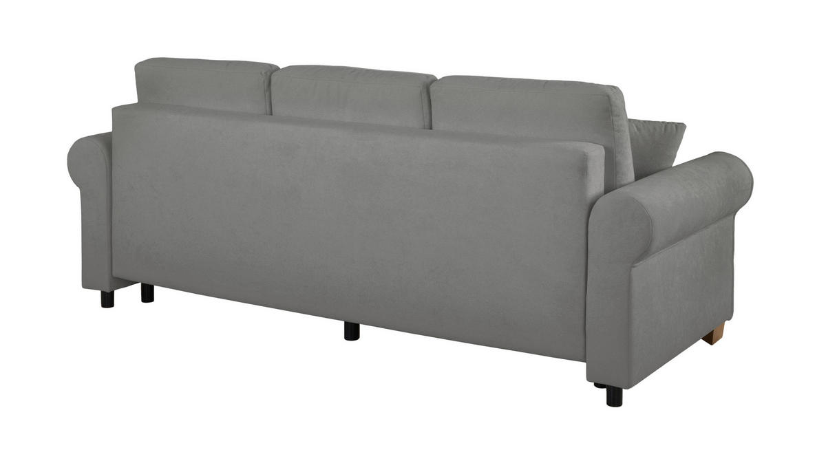 SCHLAFSOFA in Bouclé Grau  - Buchefarben/Grau, Design, Holz/Textil (240/94/98cm) - MID.YOU