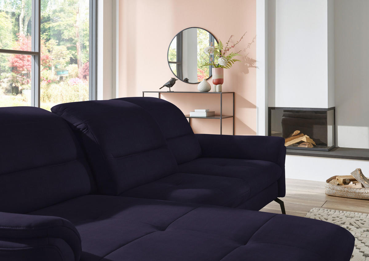 ECKSOFA in Flachgewebe Schwarz  181/260 cm  - Schwarz, KONVENTIONELL, Textil/Metall (181/260cm) - Beldomo Speed