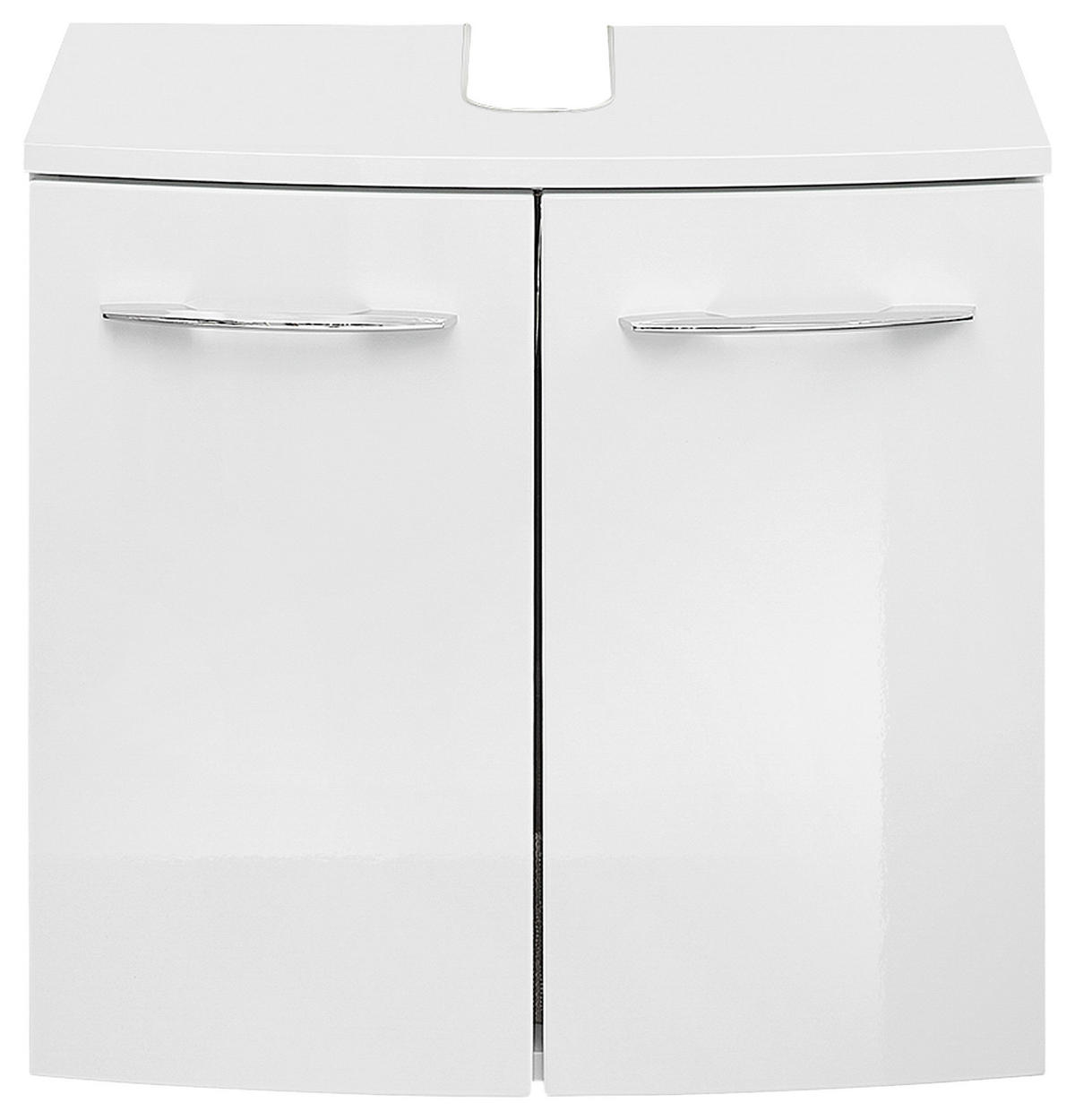 WASCHBECKENUNTERSCHRANK 54,4/49,8/38,4 cm  - Chromfarben/Weiß Hochglanz, Design, Holzwerkstoff/Metall (54,4/49,8/38,4cm) - Sadena