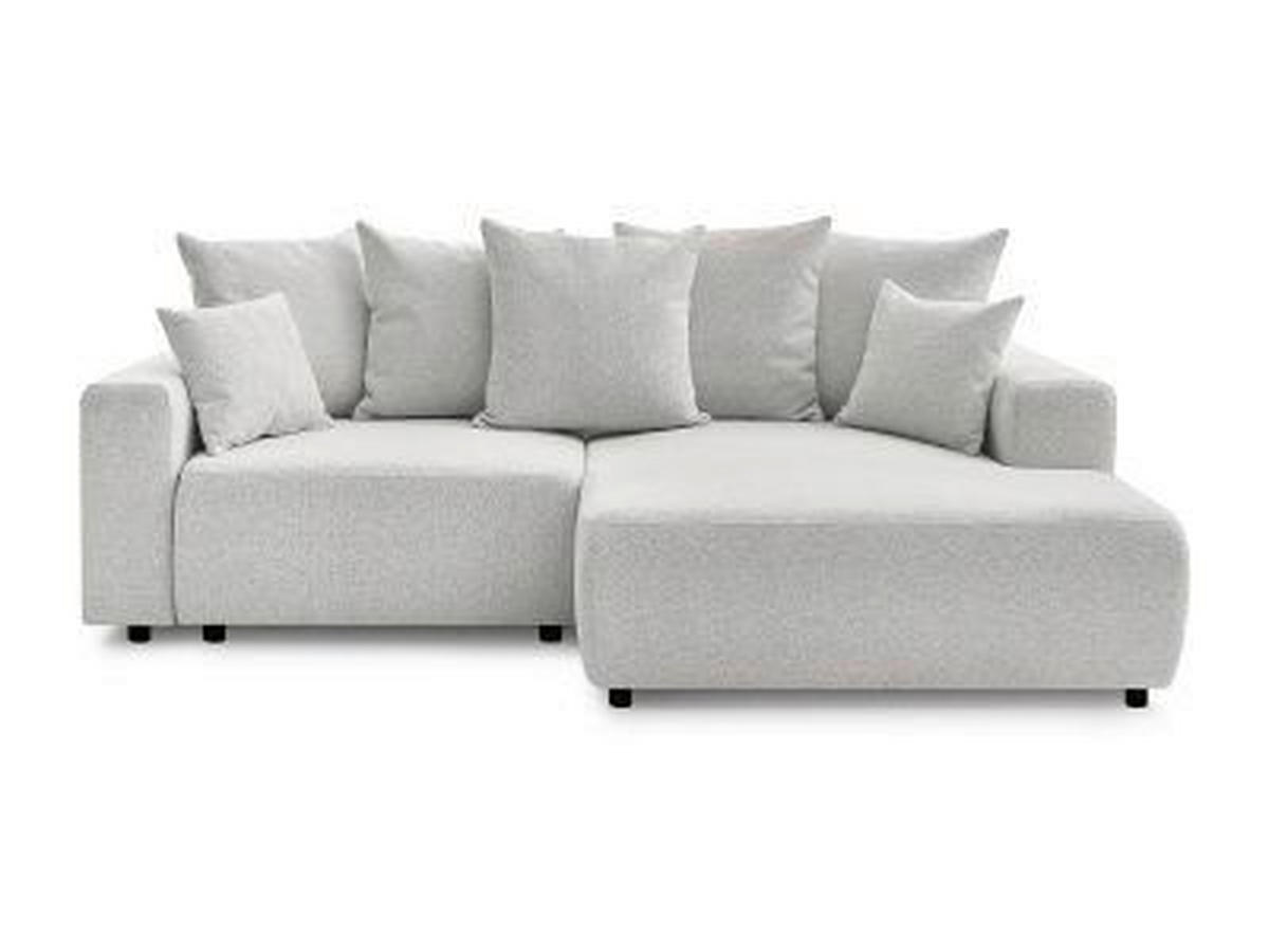 ECKSOFA Ottomane rechts  ATILLA Hellgrau Flachgewebe  - Hellgrau/Schwarz, MODERN, Kunststoff/Textil (244/149cm)