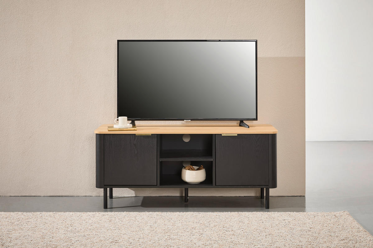 LOWBOARD  in 120/52/40 cm  - Eichefarben/Goldfarben, Trend, Holzwerkstoff/Metall (120/52/40cm) - Xora