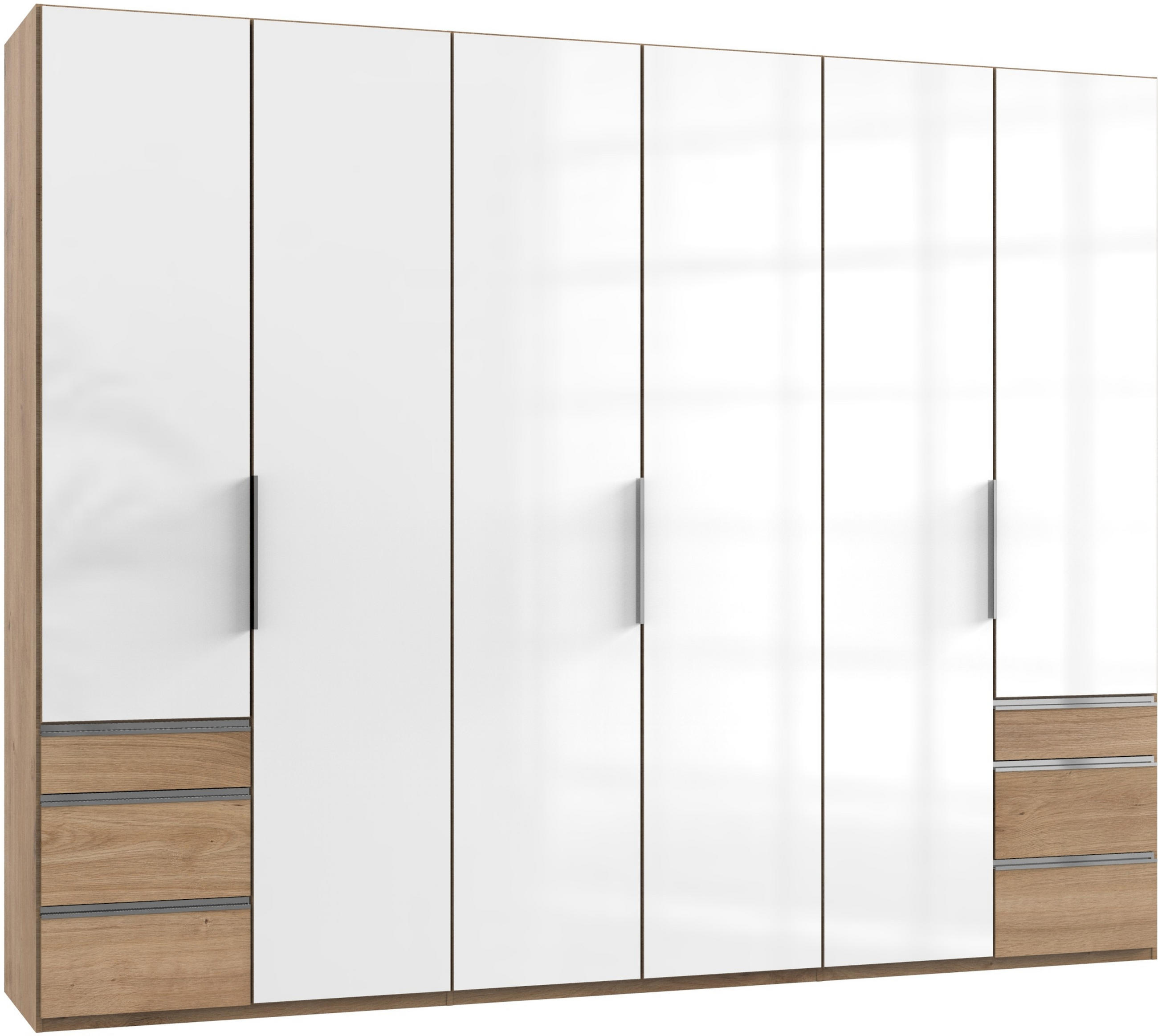 DREHTÜRENSCHRANK in Weiss, Eichefarben  - Chromfarben/Weiss, Modern, Glas/Holzwerkstoff (300/236/58cm) - MID.YOU