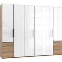 DREHTÜRENSCHRANK in Weiss, Eichefarben  - Chromfarben/Weiss, Modern, Glas/Holzwerkstoff (300/236/58cm) - MID.YOU