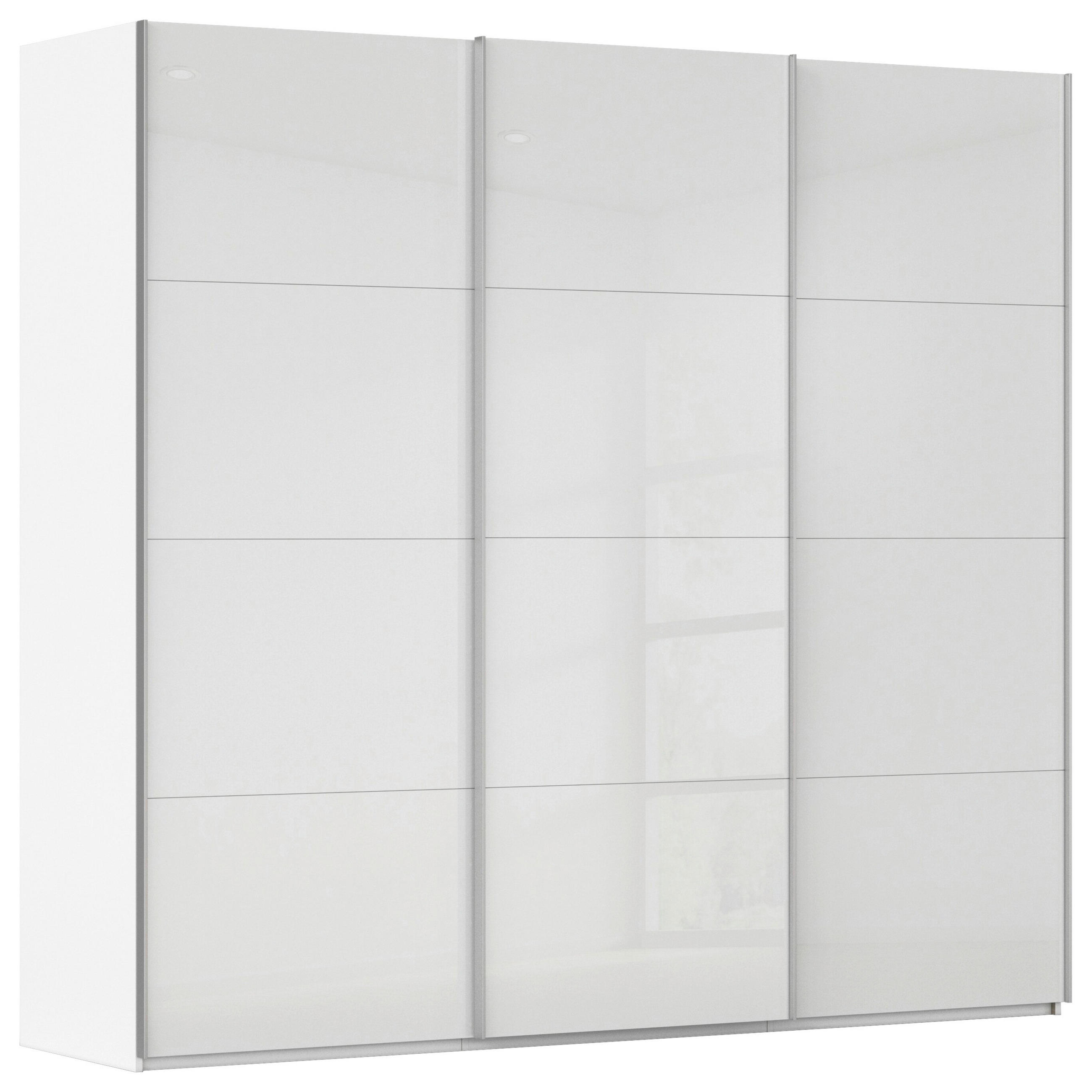 SCHWEBETÜRENSCHRANK 242/236/68 cm 3-türig Weiß  - Alufarben/Weiß, Basics, Glas/Holzwerkstoff (242/236/68cm) - Novel