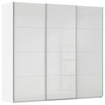 SCHWEBETÜRENSCHRANK 242/236/68 cm 3-türig Weiß, Weiß Hochglanz  - Weiß Hochglanz/Alufarben, Basics, Holzwerkstoff/Metall (242/236/68cm) - Novel