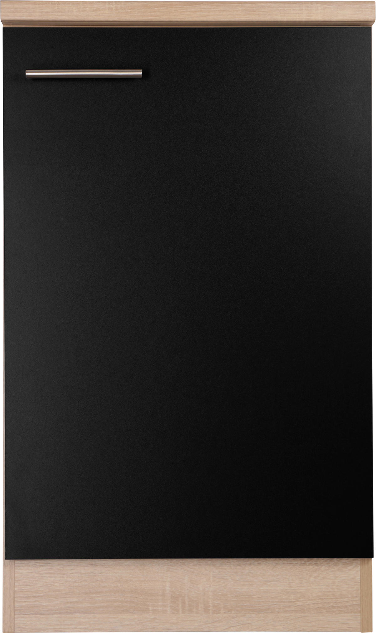 SPÜLENUNTERSCHRANK 50/84,8/60 cm  in Schwarz, Eichefarben  - Eichefarben/Silberfarben, Basics, Holzwerkstoff/Metall (50/84,8/60cm) - Respekta