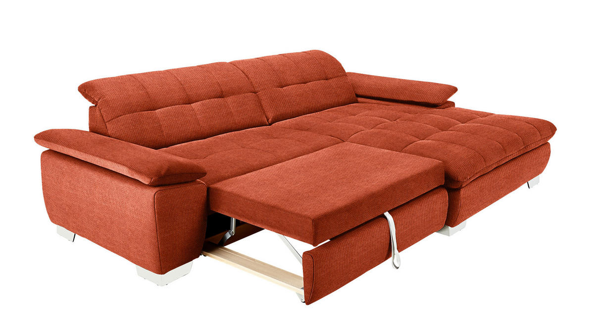 ECKSOFA in Mikrofaser Orange  - Chromfarben/Orange, Design, Textil/Metall (265/180cm) - Carryhome