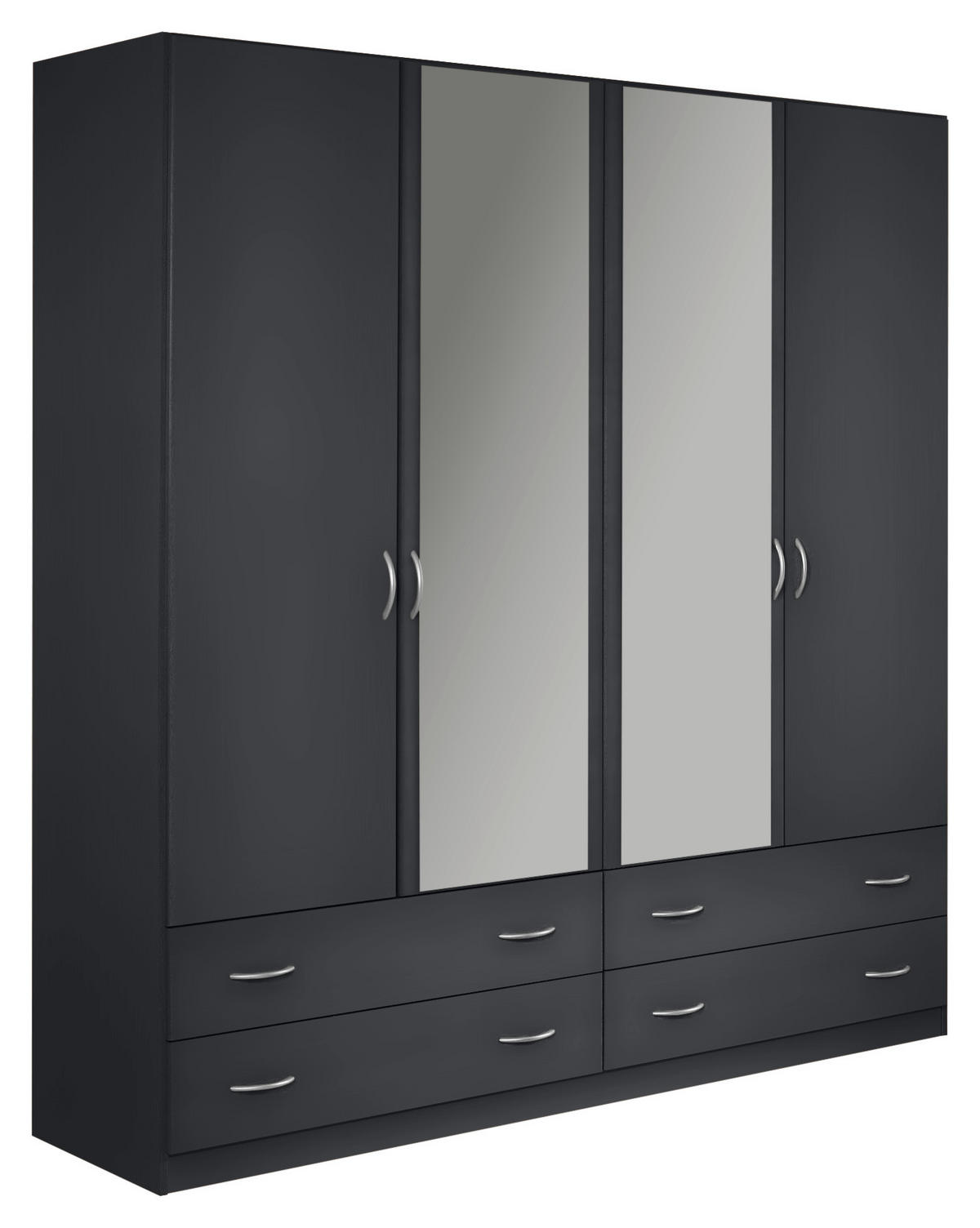 DREHTÜRENSCHRANK in Grau  - Silberfarben/Grau, Konventionell, Glas/Holzwerkstoff (181/197/54cm) - Boxxx