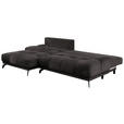 ECKSOFA in Chenille Anthrazit  - Anthrazit/Schwarz, MODERN, Textil/Metall (182/290cm) - Hom`in