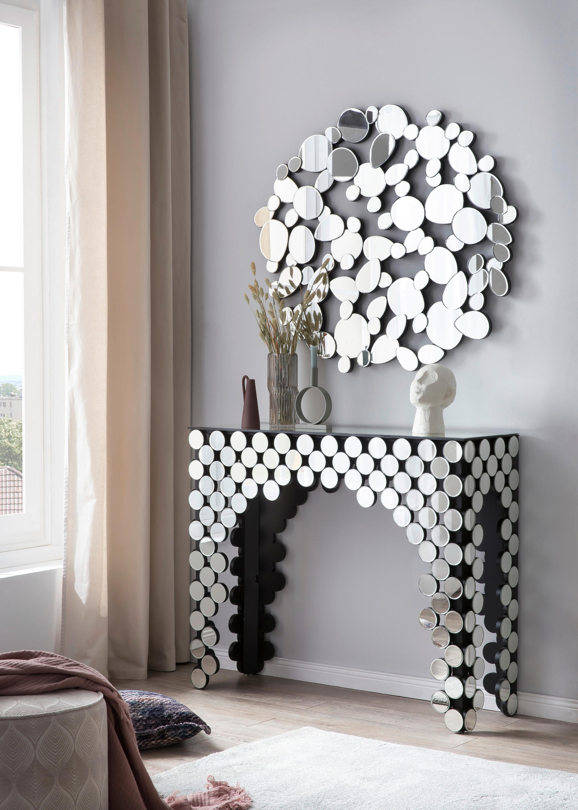 KONSOLENTISCH in Glas, Holzwerkstoff 111/35,5/92 cm    - Silberfarben, Design, Glas/Holzwerkstoff (111/35,5/92cm) - Livetastic