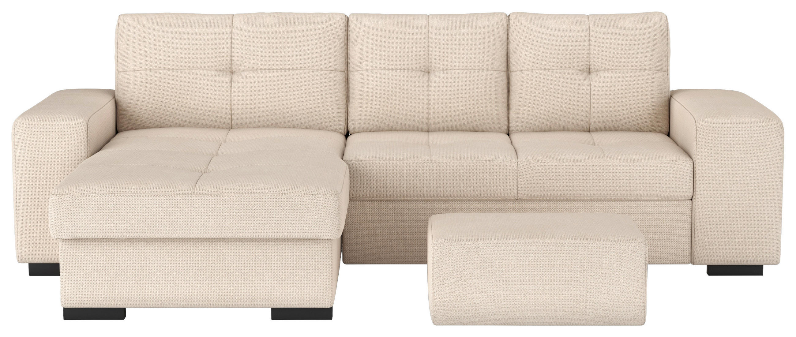 ECKSCHLAFSOFA  in Mikrofaser Naturfarben  - Schwarz/Naturfarben, MODERN, Kunststoff/Textil (156/268cm) - MID.YOU