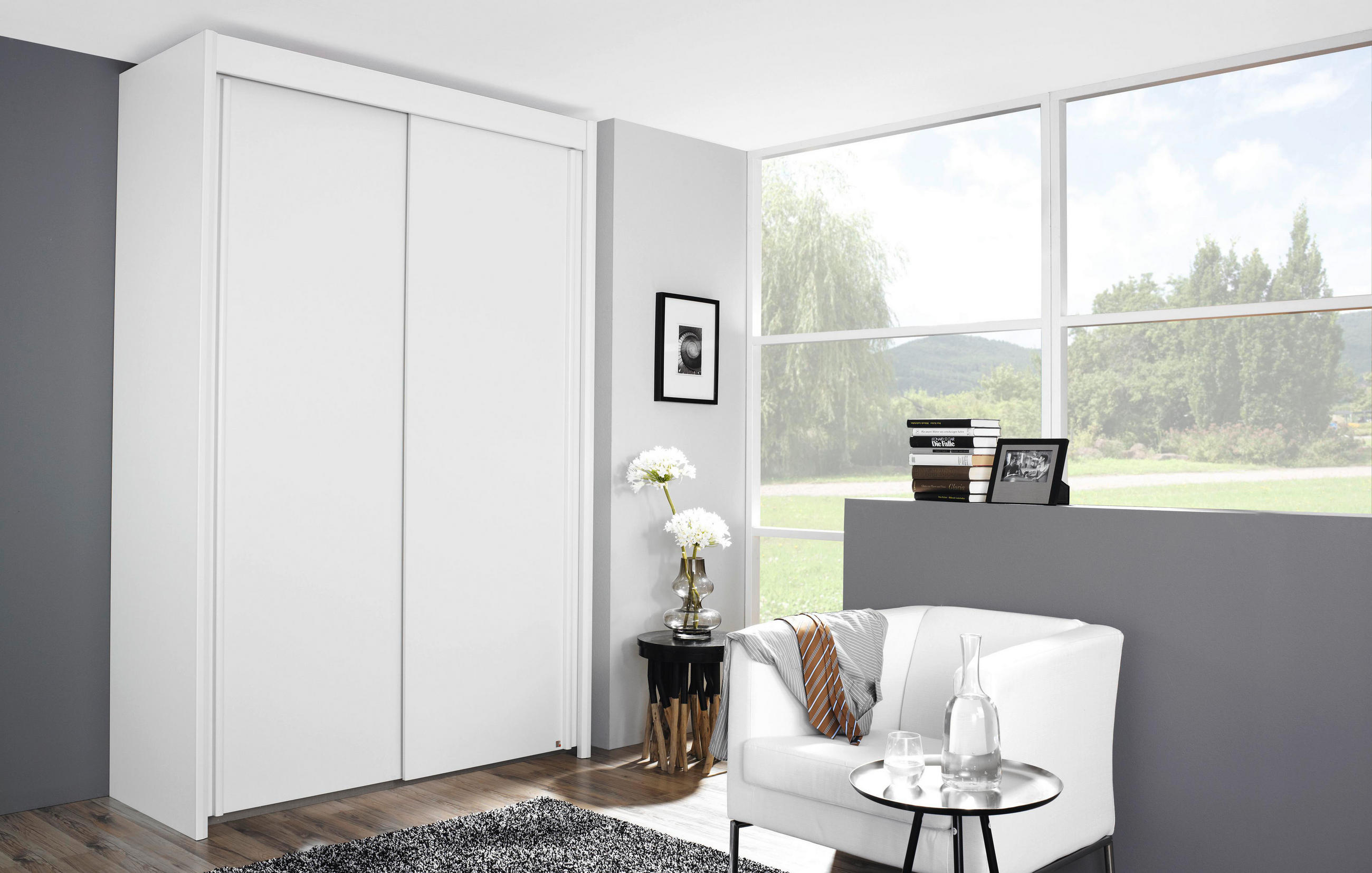 SCHWEBETÜRENSCHRANK 2-türig Weiß - Weiß, Basics, Holzwerkstoff/Metall (201/223/65cm) - Cantus
