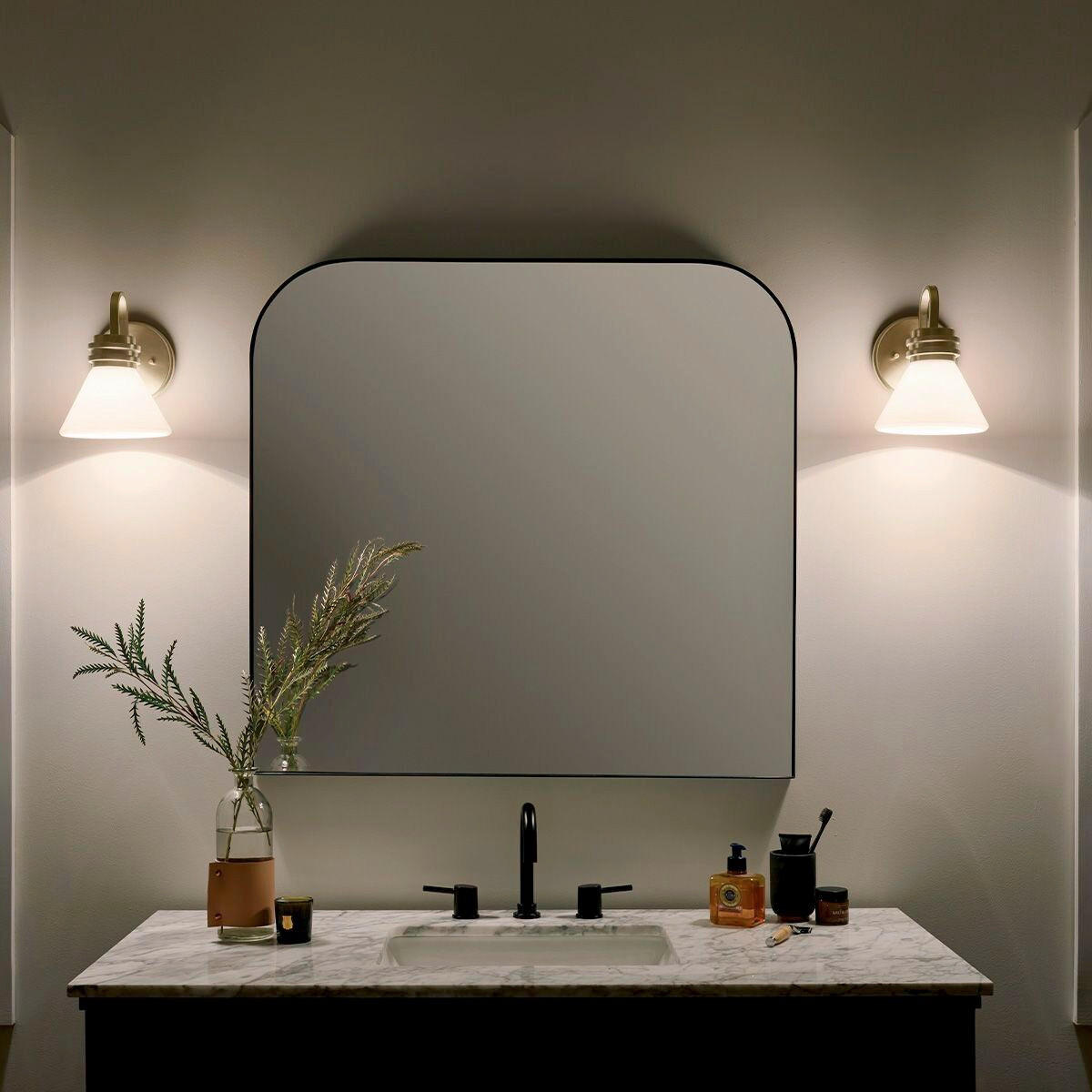 BADEZIMMER-WANDLEUCHTE - Champagner/Schwarz, Konventionell, Glas/Metall (2,40/1,78/2,15cm) - Elstead Lighting