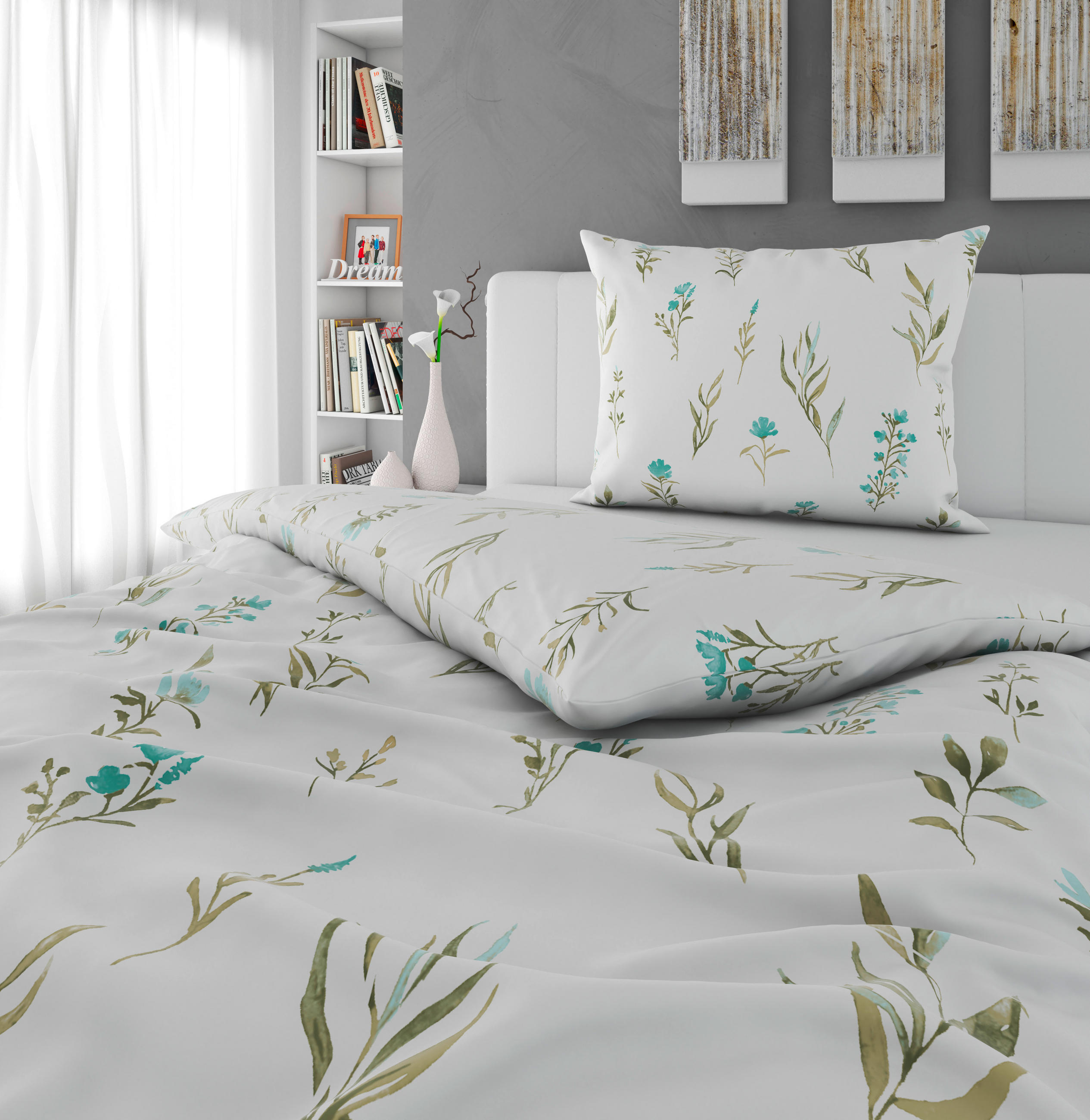 BETTWÄSCHE Mavie Satin 140/200 cm  - Türkis/Weiß, KONVENTIONELL, Textil (140/200cm) - Novel