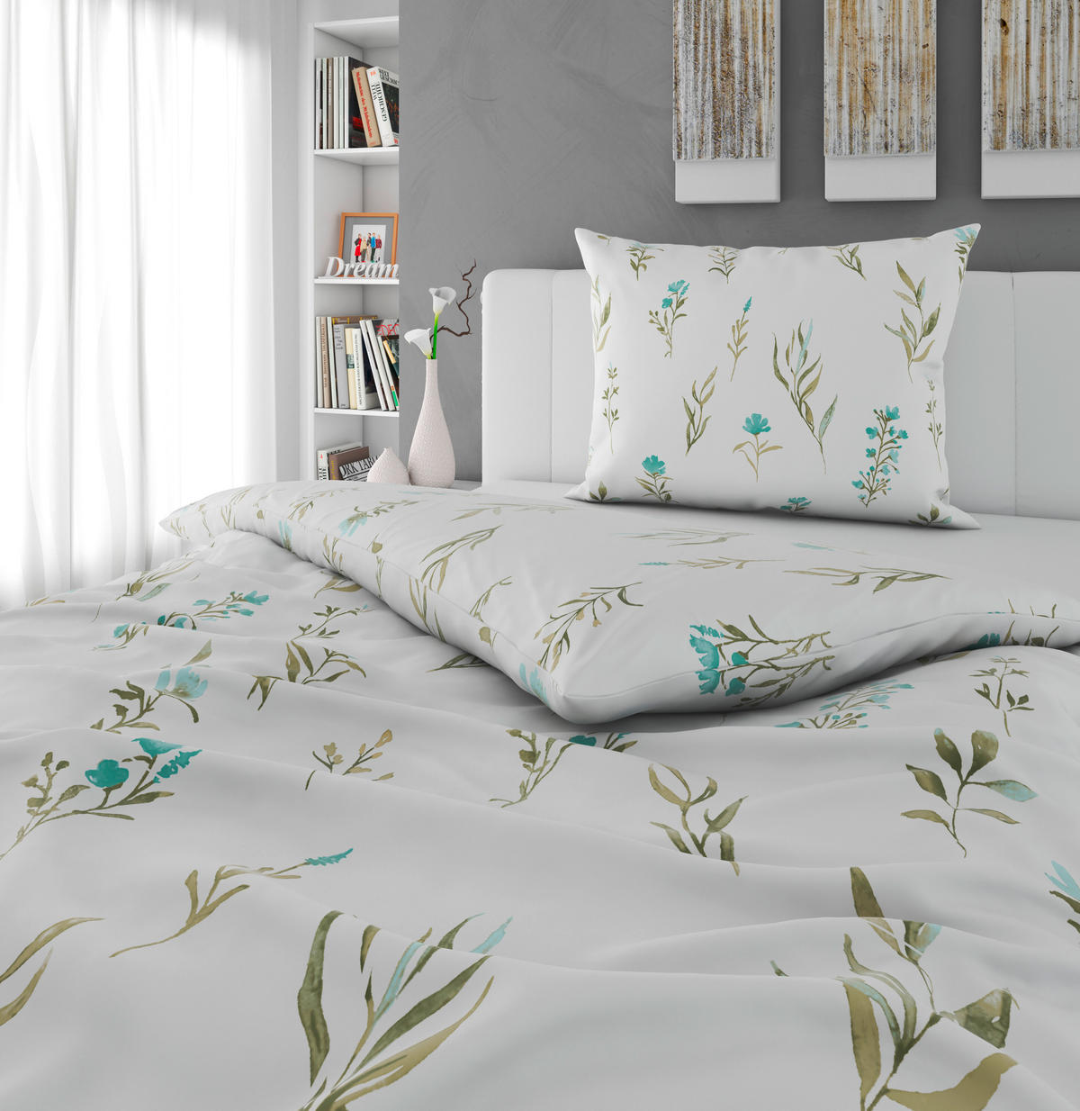 BETTWÄSCHE Mavie Satin 140/200 cm  - Türkis/Weiß, KONVENTIONELL, Textil (140/200cm) - Novel