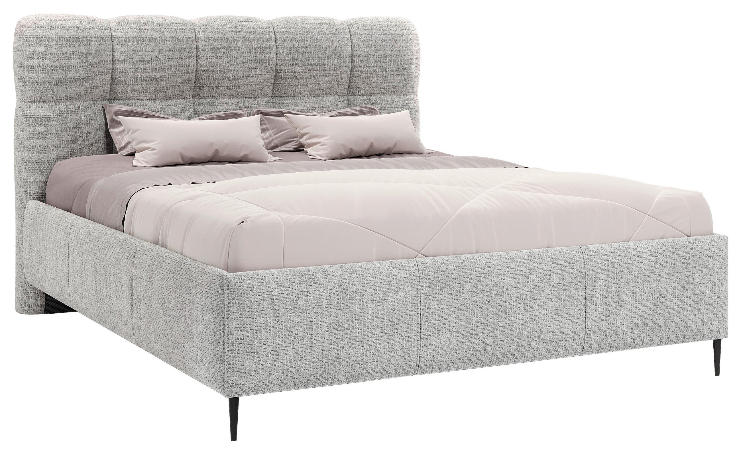 POLSTERBETT 180/200 cm,  in Silberfarben, gepolstertes Kopfteil, Lattenrost,  - Silberfarben/Schwarz, Design, Holz/Textil (180/200cm) - Boxxx