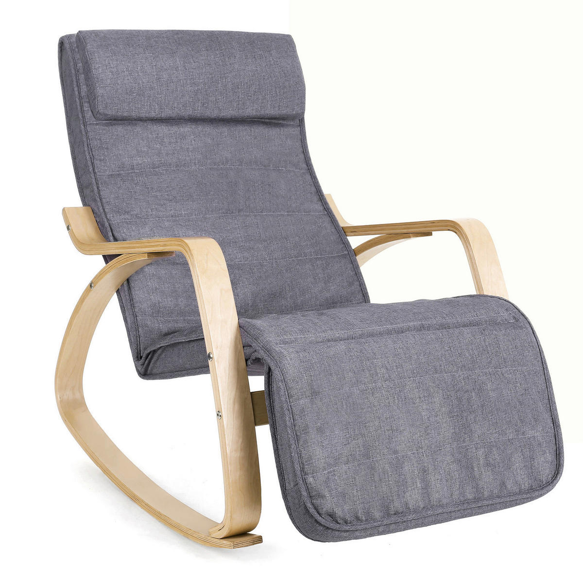 RELAXSESSEL Flachgewebe Nackenstütze, Relaxfunktion    - Birkefarben/Grau, Basics, Holz/Textil (121,5/84/67cm) - Boxxx