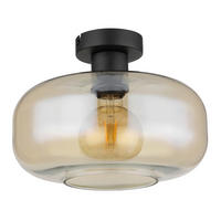 DECKENLEUCHTE 28/20,5 cm   - Schwarz, Design, Glas/Metall (28/20,5cm) - Globo