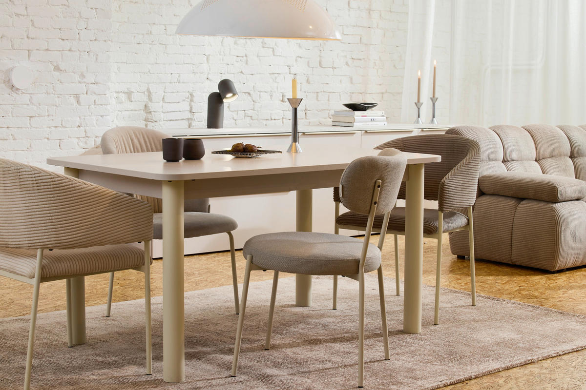 ESSTISCH in Metall, Holzwerkstoff 140/90/76 cm   - Greige/Weiß, Natur, Holzwerkstoff/Metall (140/90/76cm) - Tom Tailor