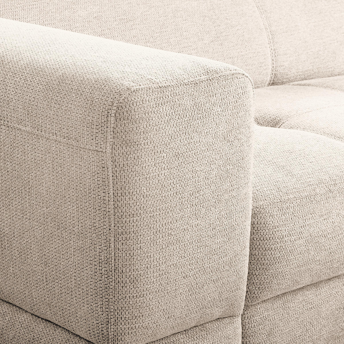 ECKSOFA TORINO Beige Chenille Bettkasten, Kopfteilverstellung  - Beige/Schwarzchrom, Design, Textil/Metall (247/173cm) - Livetastic