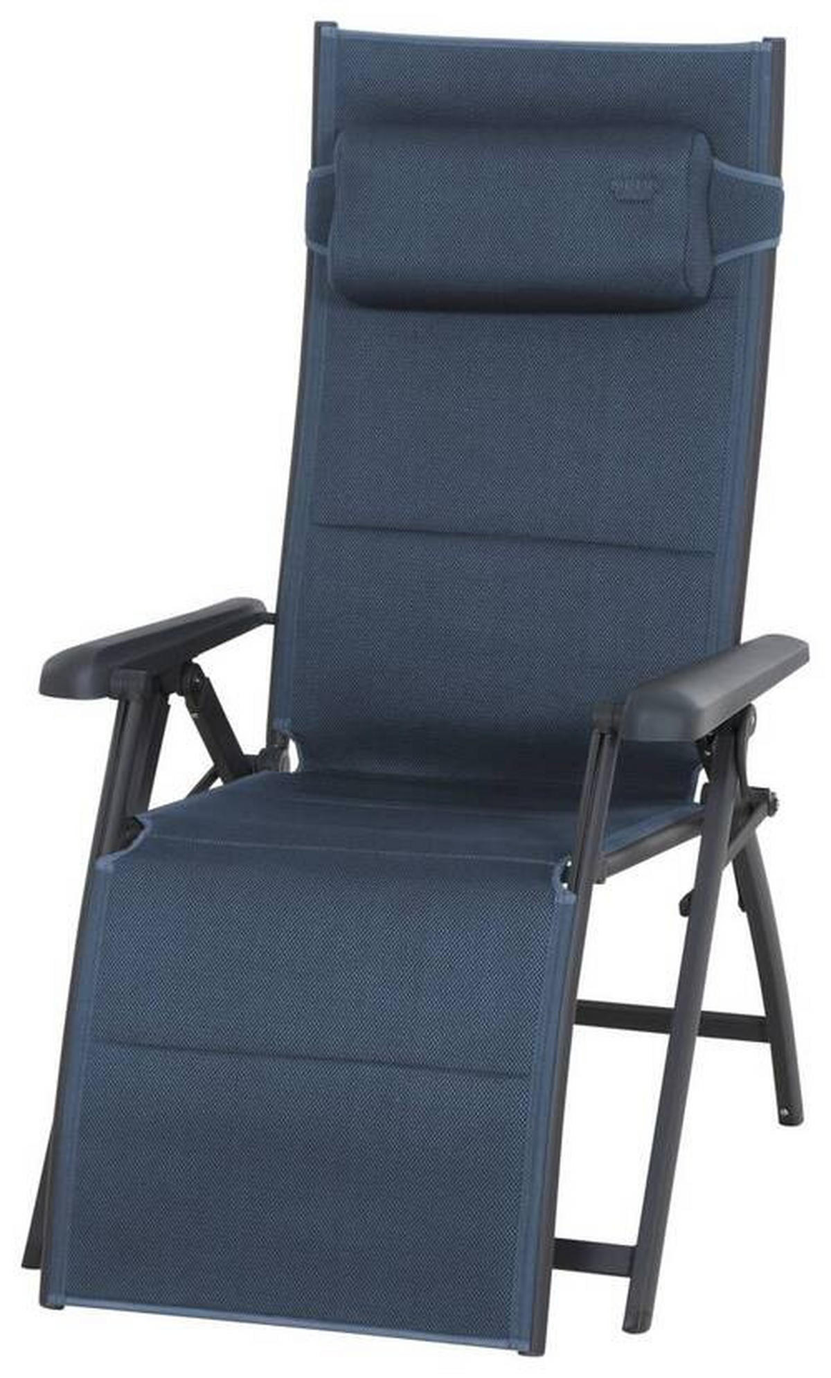 GARTEN-RELAXSESSEL Aluminium  - Anthrazit/Dunkelblau, KONVENTIONELL, Textil/Metall (69/124/84cm) - Siena Garden
