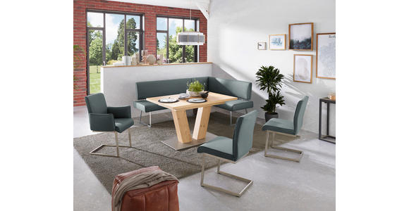 SCHWINGSTUHL  in Stahl Mikrofaser  - Edelstahlfarben/Graublau, Design, Holzwerkstoff/Textil (48/91/60cm) - Dieter Knoll